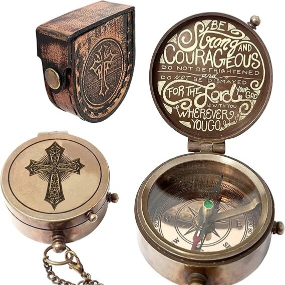 Brass Nautical - Brass Compass Engraved Gift